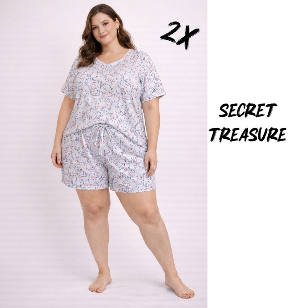 Secret treasure all over flamingo print soft T-shirt/shorts pajama set 2x